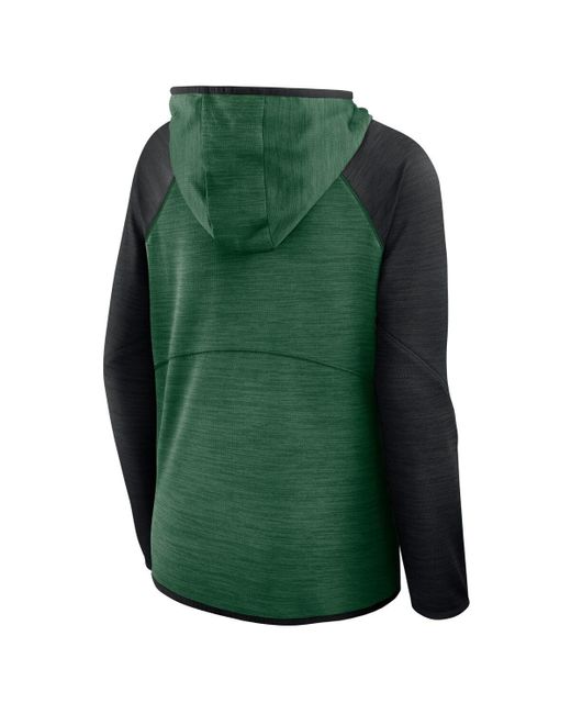 Fanatics Green/black New York Jets Redzone End Around Pass Raglan Full-zip Hoodie