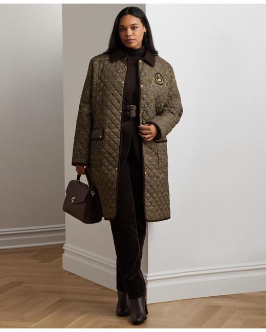 Ralph Lauren Plus Size Collared Quilted Coat in Brown Lyst