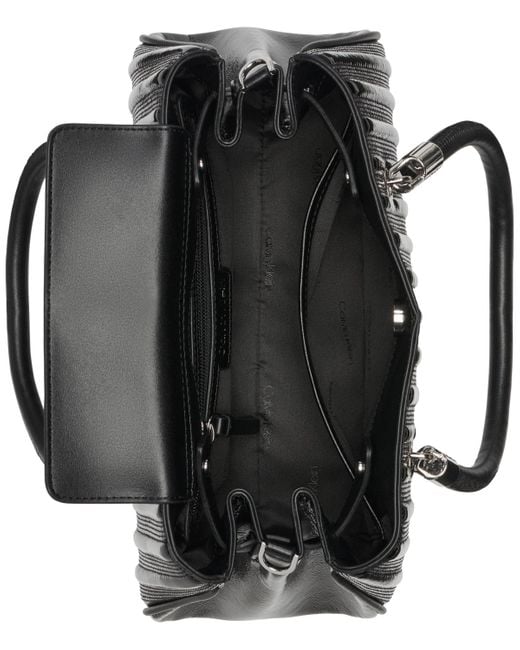 Calvin Klein Black Brigette Patent Piping Mini Satchel Bag