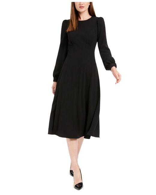 Calvin Klein Crewneck Scuba-crepe A-line Dress in Black | Lyst