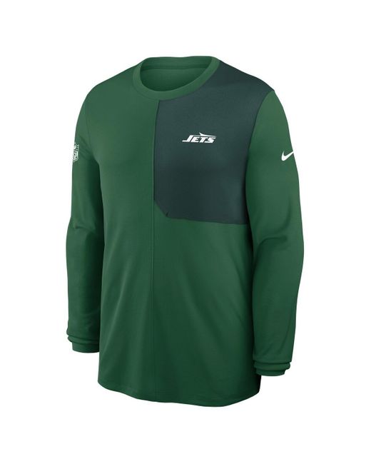 Nike Green New York Jets Sideline Coach Uv Performance Long Sleeve T-shirt for men