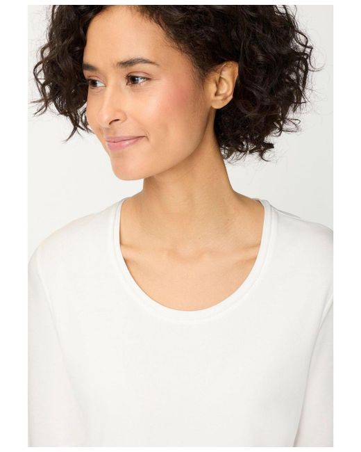 Olsen White Solid 3/4 Sleeve T-shirt