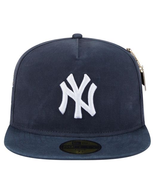 KTZ Blue New York Yankees Championship Side Flag A-frame 59fifty Fitted Hat for men