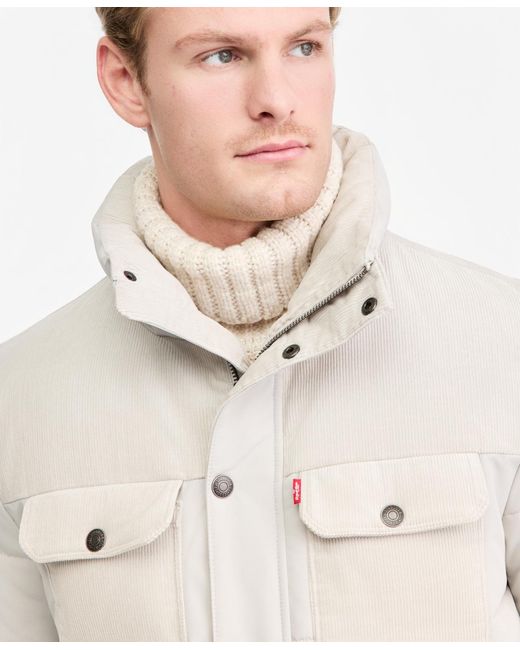 Levi's White Mixed-media Puffer Jacket for men