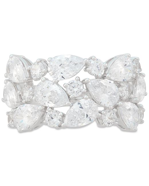 Arabella White Cubic Zirconia Mixed Cut Cluster Statement Ring