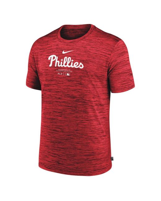 Nike Red Burgundy Philadelphia Phillies Authentic Collection Velocity Performance Practice T-shirt for men