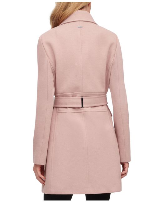 Calvin Klein Synthetic Single-breasted Belted Coat in Dusty Rose (Pink) -  Lyst