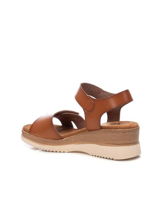 Xti Brown Low Wedge Sandals By