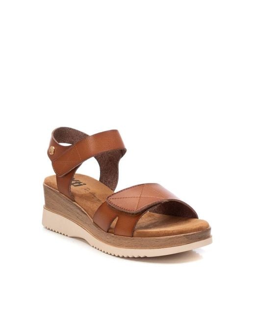 Xti Brown Low Wedge Sandals By