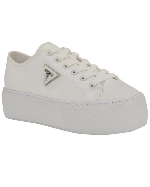 Guess Gray Joezi Triangle Logo Platform Lace-up Sneakers