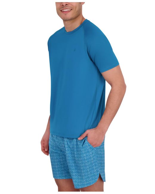 Spyder Blue Short Sleeve Waffle-knit Crewneck Swim Shirt for men