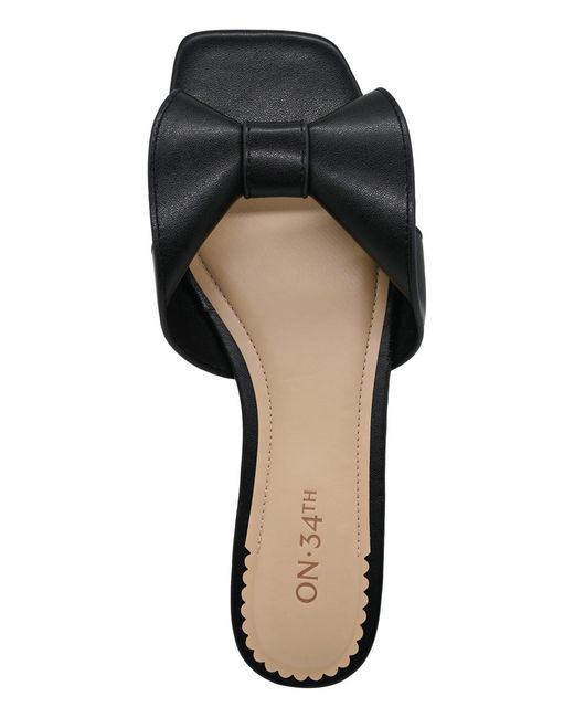 On 34th Black Pearlaa Square Toe Flat Sandals