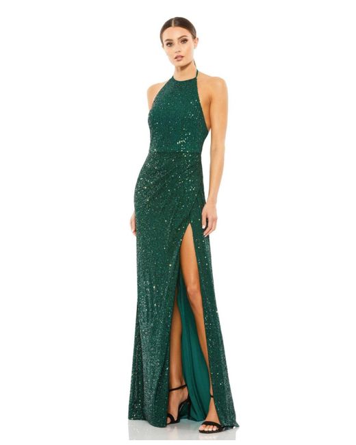 Mac Duggal Ieena Halter Gown In Green Lyst