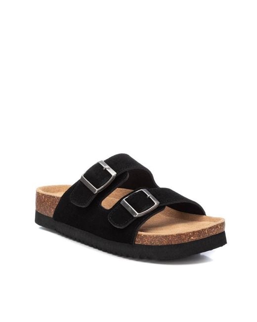 Xti Black Flat Sandals