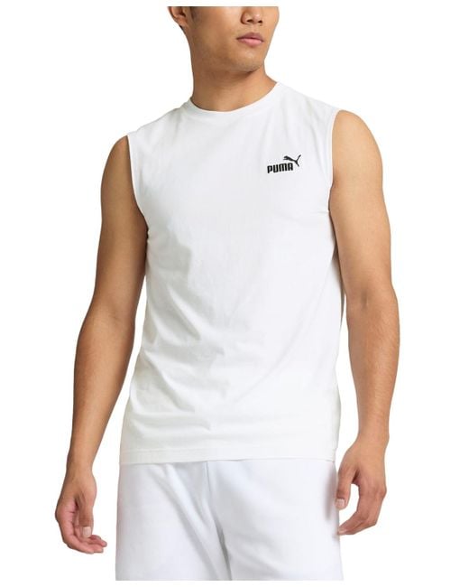 PUMA White Sleeveless Logo Tank Top for men