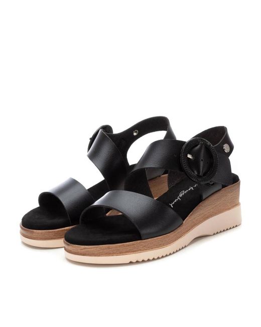Xti Black Wedge Sandals By