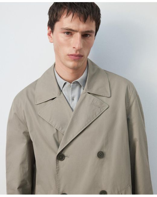 Mango Gray Regular-fit Trench Coat for men