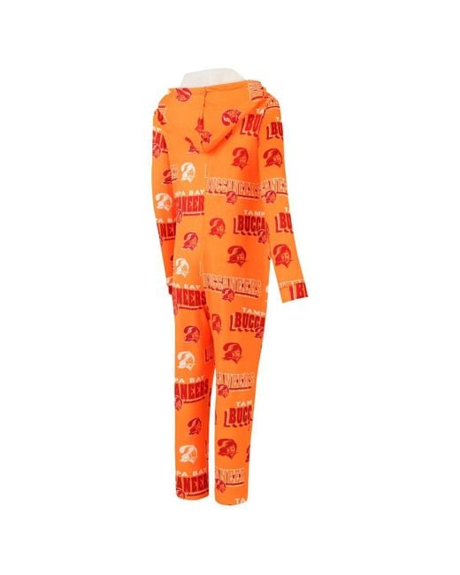 Concepts Sport Orange Tampa Bay Buccaneers Throwback Roadway Allover Print Microfleece Full-zip Union Suit