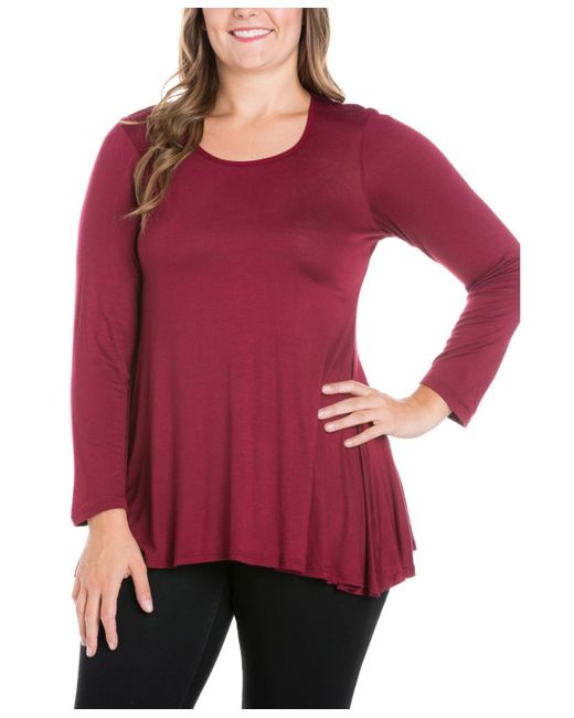 24seven Comfort Apparel Red Plus Size Poised Swing Tunic Top