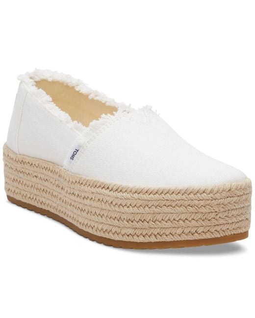 TOMS Valencia Canvas Platform Espadrilles in White | Lyst