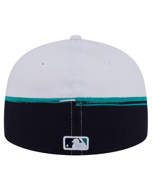 KTZ Blue Navy/white Seattle Mariners Paint Stroke 59fiftyâ Fitted Hat for men