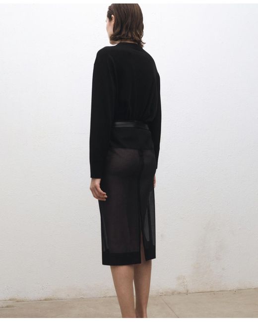 Mango Black Wool-blend Round-neck Sweater