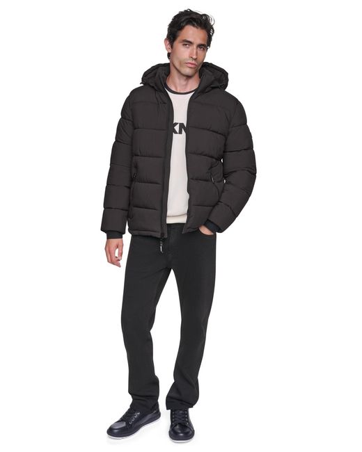 DKNY Black Hooded Puffer Jacket for men