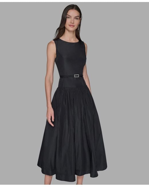 KARL LAGERFELD Taffeta Drop-waist Ball Gown in Black