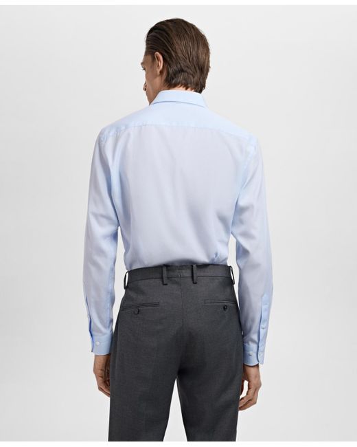 Mango White Slim-fit Cotton Poplin Dress Shirt for men