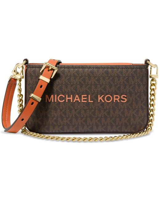 Michael Kors Brown Michael Bryant Small Double Zip Chain Camera Crossbody