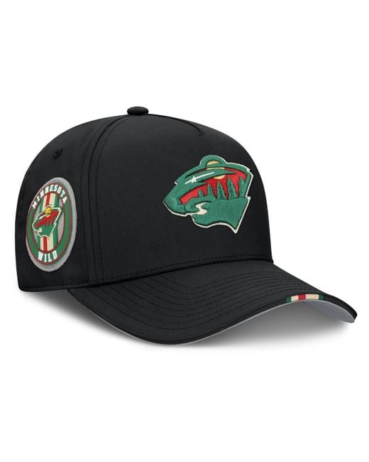 Fanatics Black Minnesota Wild 2025 Nhl Draft Authentic Pro On-stage Podium A-frame Adjustable Hat for men