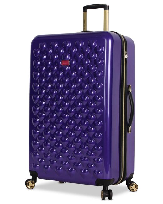 Betsey Johnson Purple Heart To Heart 30" Hardside Expandable Spinner Suitcase for men