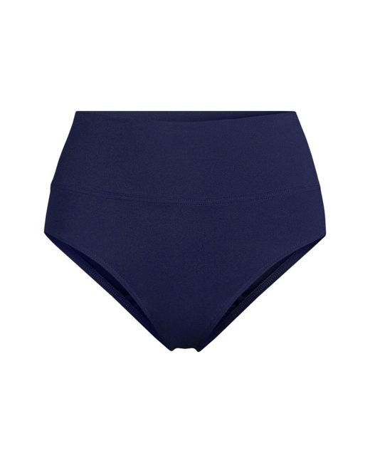 Lands' End Blue Plus Size Pinchless High Waisted Bikini Bottoms