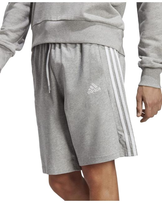 Adidas Gray Essentials Single Jersey 3-stripes 10" Shorts for men