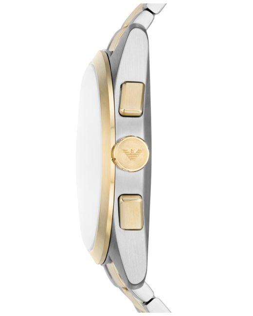 Emporio Armani Metallic Chronograph Two-tone Stainless Steel Bracelet Watch 43mm for men