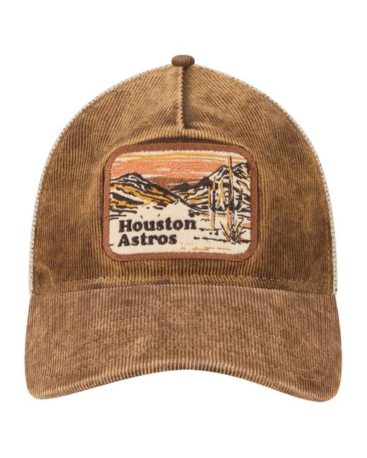 KTZ Brown Houston Astros Vintage Landscape 9twenty A-frame Adjustable Trucker Hat for men