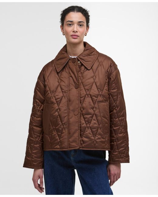 Barbour Brown Bernadette Collared Quilted Jacket