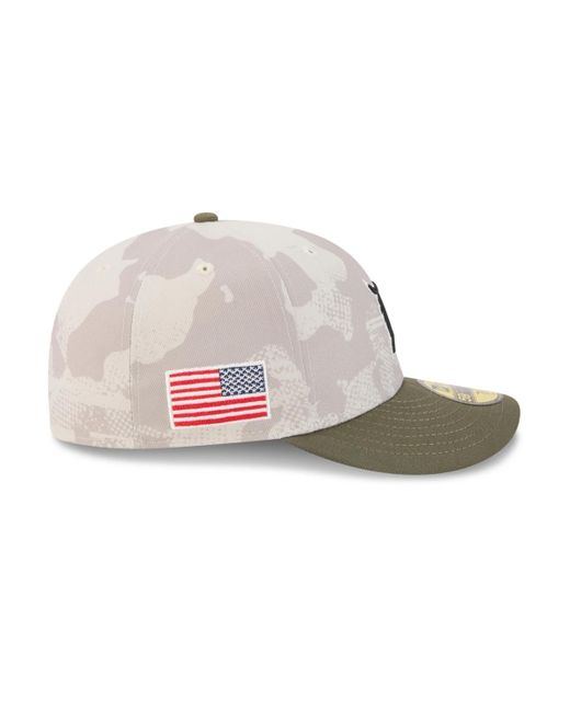 KTZ White Light Beige/olive Detroit Tigers 2025 Armed Forces Day 59fifty Fitted Hat for men