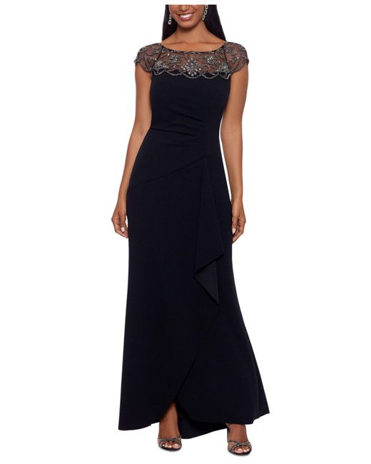 Xscape Synthetic Embellished-neckline Gown in Black - Lyst