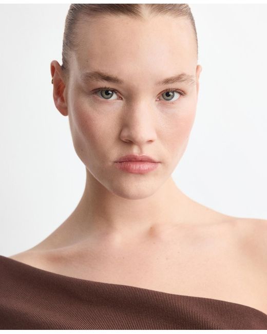 Mango Brown Strapless Knitted Top