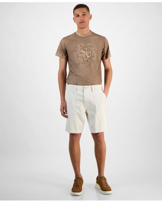 Guess Natural Herringbone Utility Shorts for men