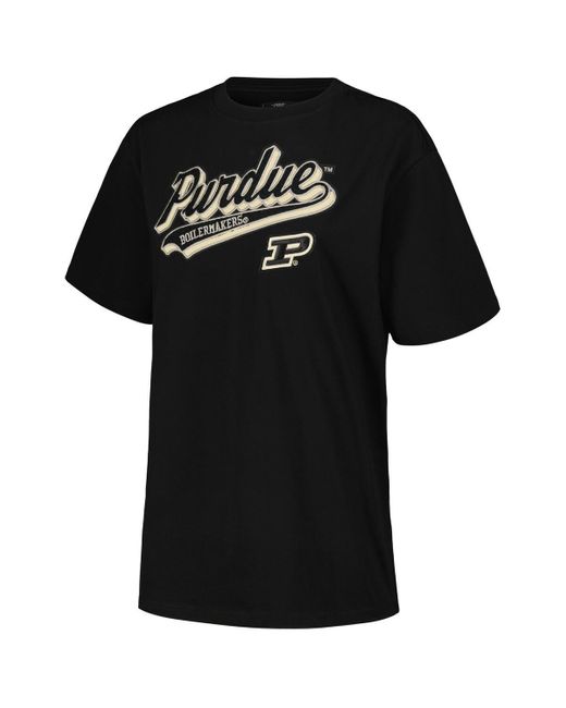 Pro Standard Black Purdue Boilermakers Script Tail Oversized Boyfriend T-shirt