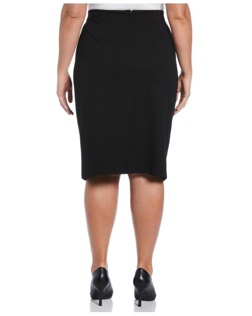 Rafaella Black Plus Size Ponte Asymmetrical Wrap Skirt
