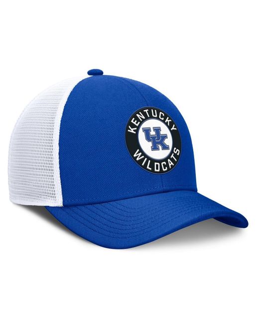 Nike Blue Royal/white Kentucky Wildcats Rise Primetime Performance Trucker Adjustable Hat for men