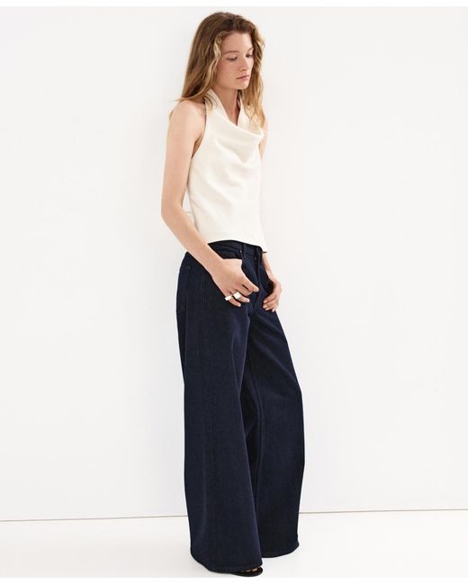 Mango White Draped Halter Top