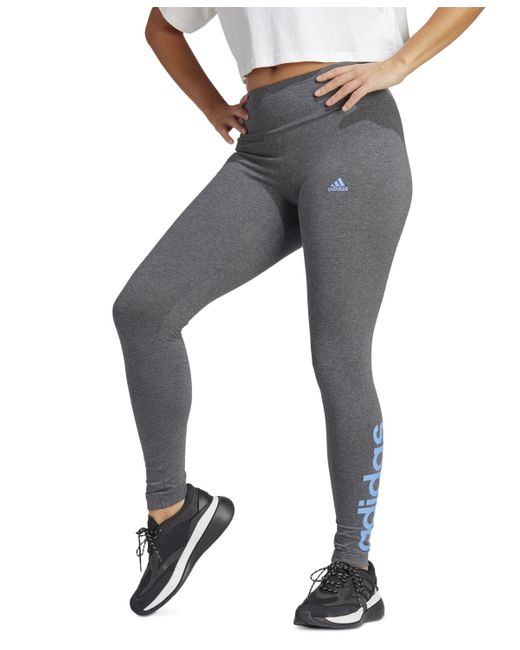 Adidas Gray Linear-logo Full Length Leggings, Xs-4x