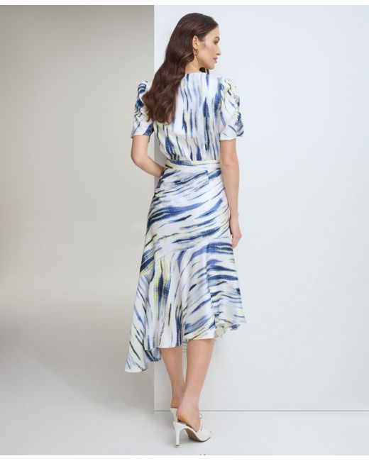 DKNY Blue Printed Asymmetrical Midi Skirt