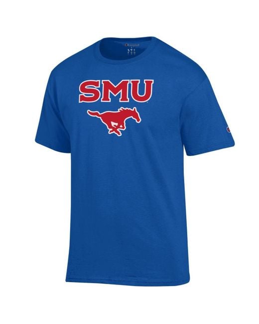 Champion Blue Â Smu Mustangs Arch Over Logo T-shirt for men
