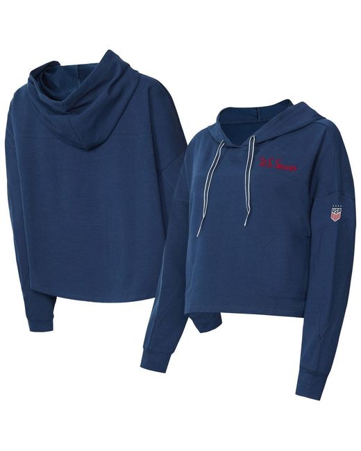 Concepts Sport Blue Uswnt Elevation Tri-blend Long Sleeve Pullover Hoodie