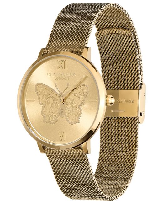 Olivia Burton Metallic Signature Butterfly -tone Stainless Steel Mesh Watch 35mm